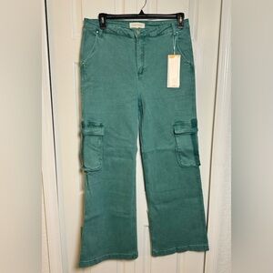 Risen Green Flare & Wide Leg Jeans